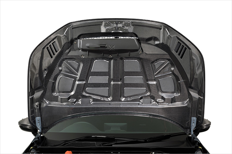 カーボンエアロボンネット 裏